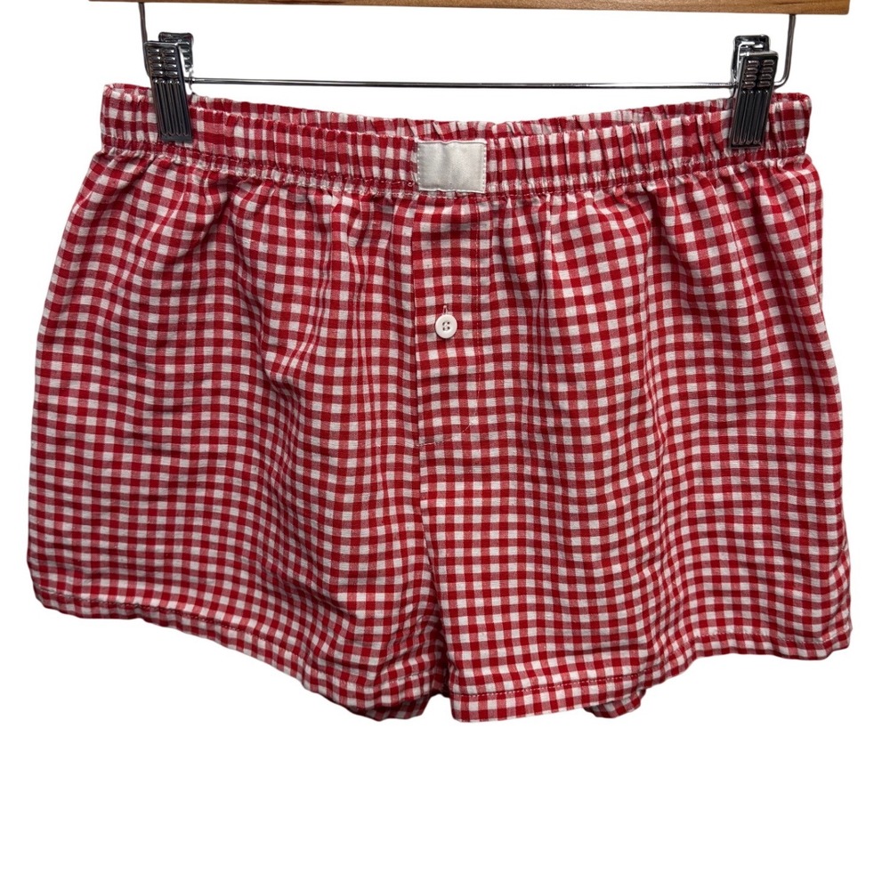 Unbranded Gingham Boxer Shorts Mens S Red White Excellent Checkered Button Fly